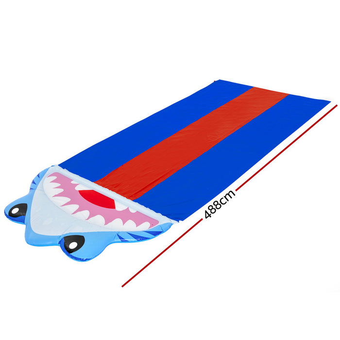 Inflatable Shark Triple Water Slip And Slide Kids Outdoor Toy - 4.88M