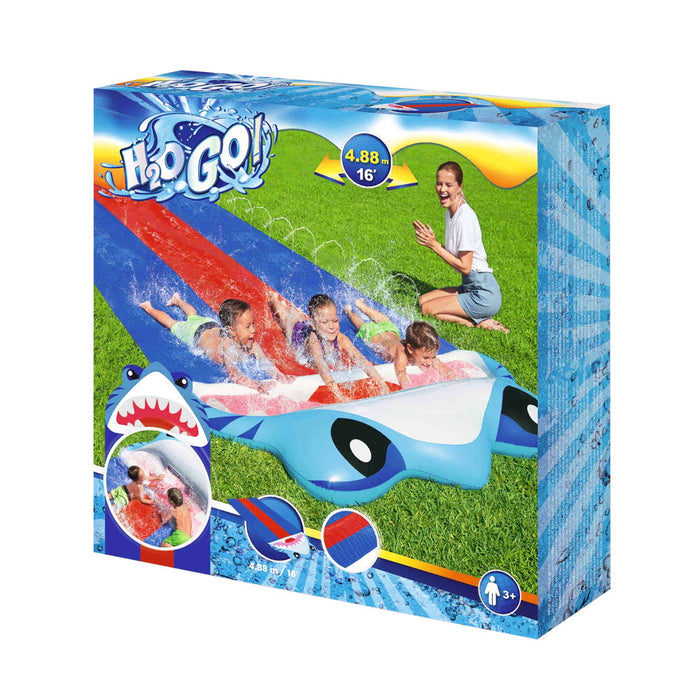 Kids Inflatable Shark Rides Inflatable Shark Triple Water Slip And Slide Kids Outdoor Toy - 4.88M ...
