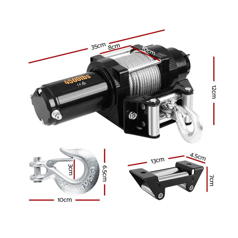 Wireless 12V 4000LBS/1812KG Electric Winch With Steel Cable for 4WD ATV Boat