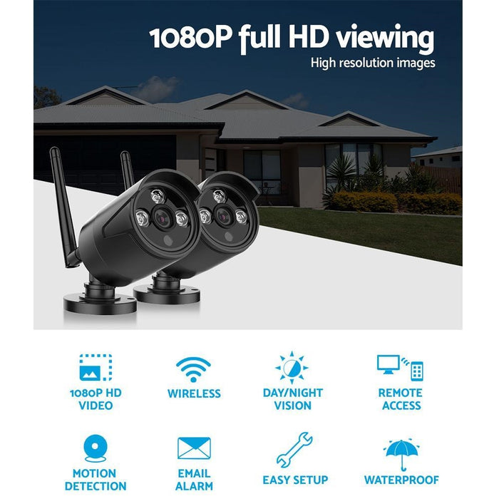 Wireless Long Range 1080P CCTV System Camera Set for DVR - Set of 2