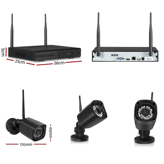 Wireless 1080P Security Camera and 4CH NVR System with 2 Square Cameras