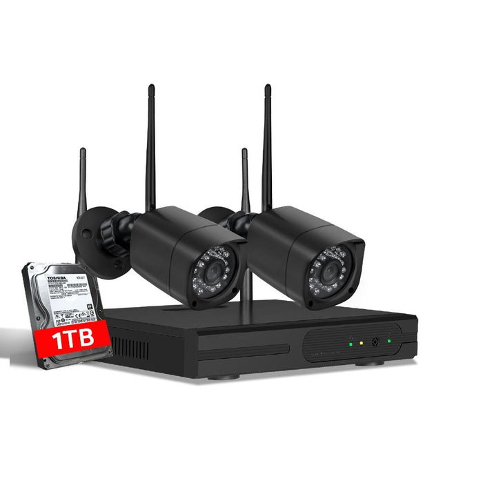Wireless Security System 1080P 4CH NVR System 1TB HDD with 2 Square Cameras
