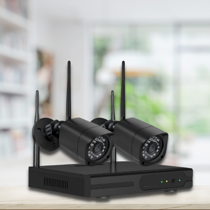 Wireless 1080P Security Camera and 4CH NVR System with 2 Square Cameras