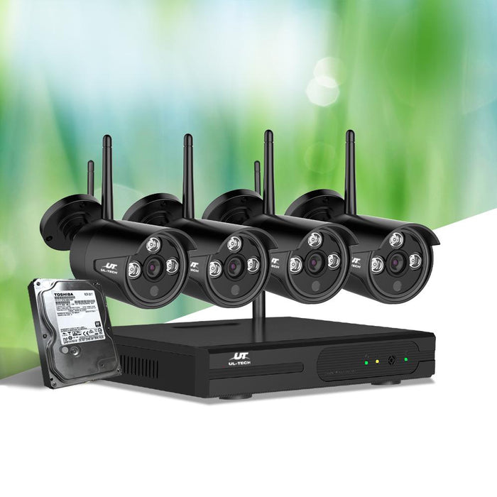 Wireless Security System 1080P 4CH NVR System 2TB HDD with 4 Cameras
