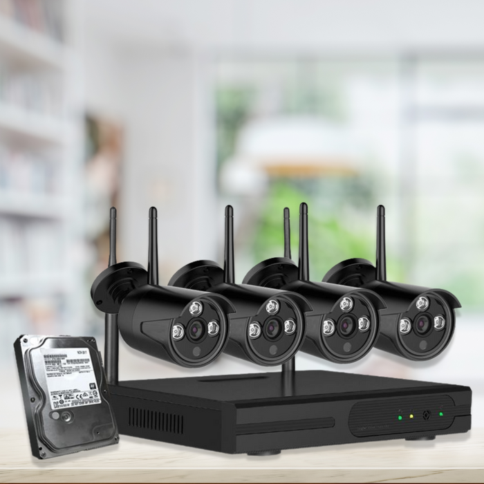 Wireless Security System 1080P 4CH NVR System 1TB HDD with 4 Cameras