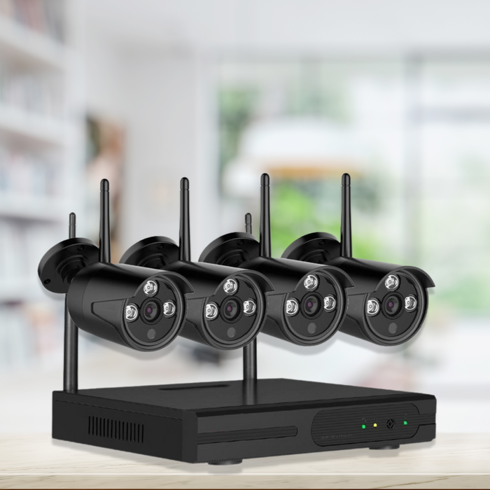 Wireless Security Camera and 1080P 4CH NVR System with 4 Cameras