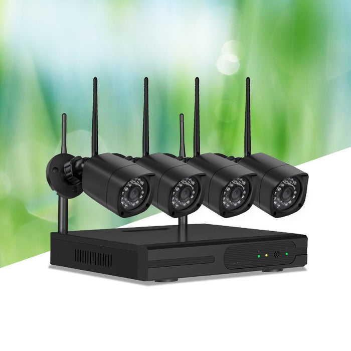 Wireless Security Camera and 1080P 4CH NVR System with 4 Square Cameras
