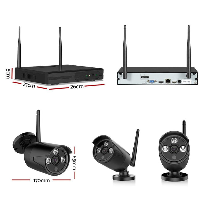 Wireless Security System 1080P 4CH NVR System 2TB HDD with 2 Cameras