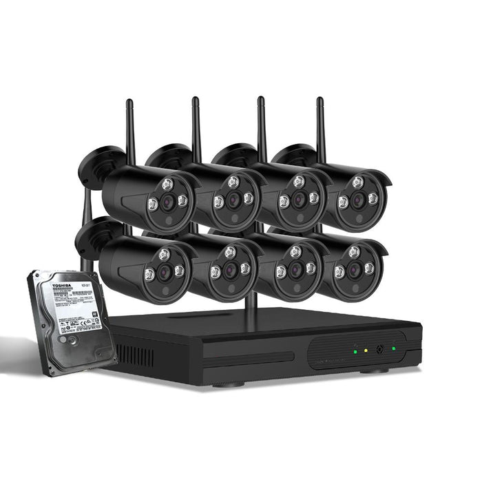 Wireless Security System 1080P 8CH NVR System 2TB HDD with 8 Cameras