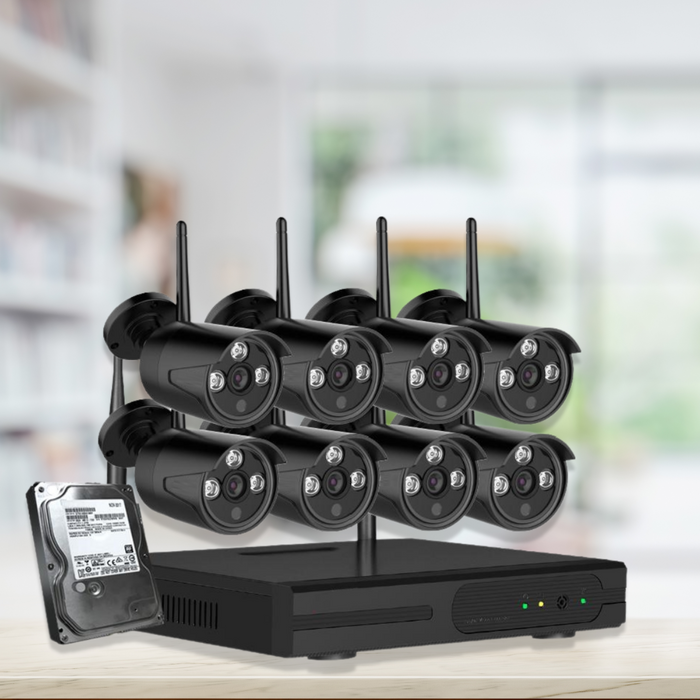 Wireless Security System 1080P 8CH NVR System 2TB HDD with 8 Cameras