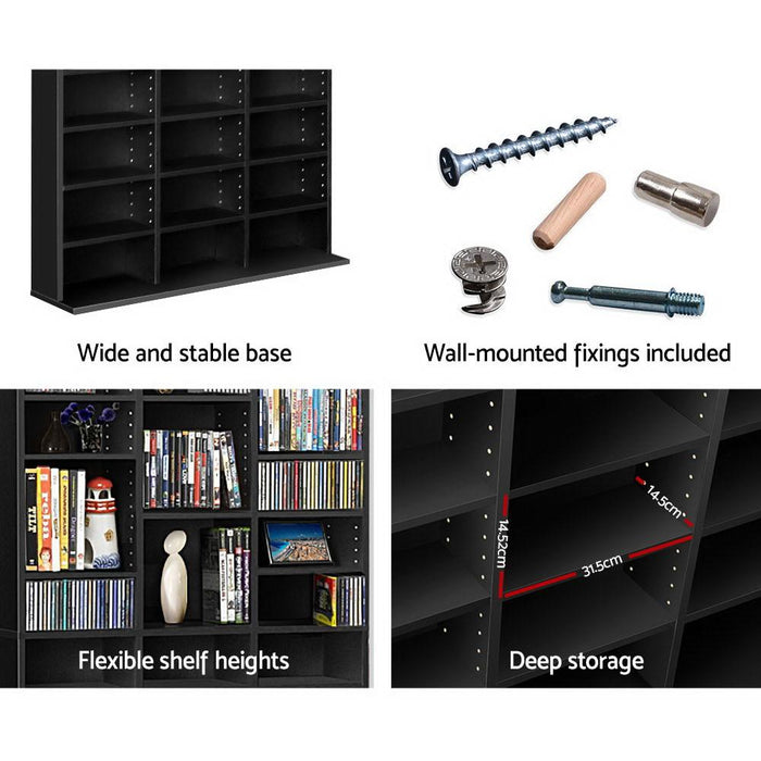 Bostin Life Adjustable Book Storage Shelf Rack Unit - Black Furniture > Living Room