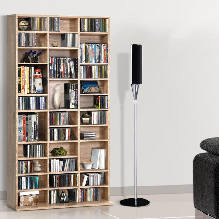 Bostin Life 528 Dvd 1116 Cd Storage Shelf Media Rack Stand Cupboard Book Unit Oak Furniture > Living