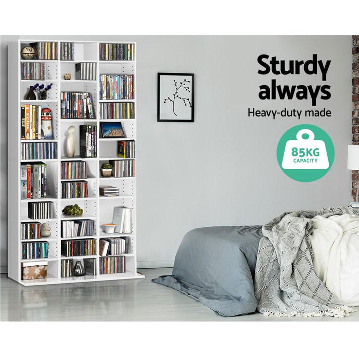 Bostin Life Adjustable Book Storage Shelf Rack Unit - White Furniture > Living Room