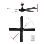 Bostin Life Devanti 52 Inch 1300Mm Ceiling Fan Wall Control 4 Wooden Blades Cooling Fans Black