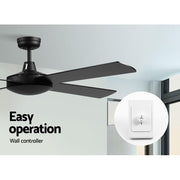 Bostin Life Devanti 52 Inch 1300Mm Ceiling Fan Wall Control 4 Wooden Blades Cooling Fans Black