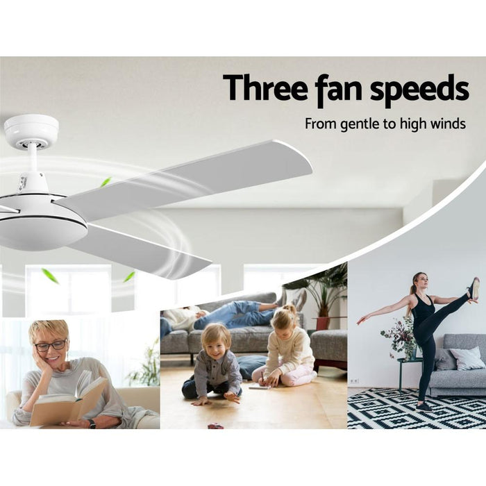 Bostin Life Devanti 52 Inch 1300Mm Ceiling Fan Wall Control 4 Wooden Blades Cooling Fans White