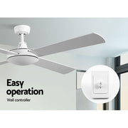 Bostin Life Devanti 52 Inch 1300Mm Ceiling Fan Wall Control 4 Wooden Blades Cooling Fans White