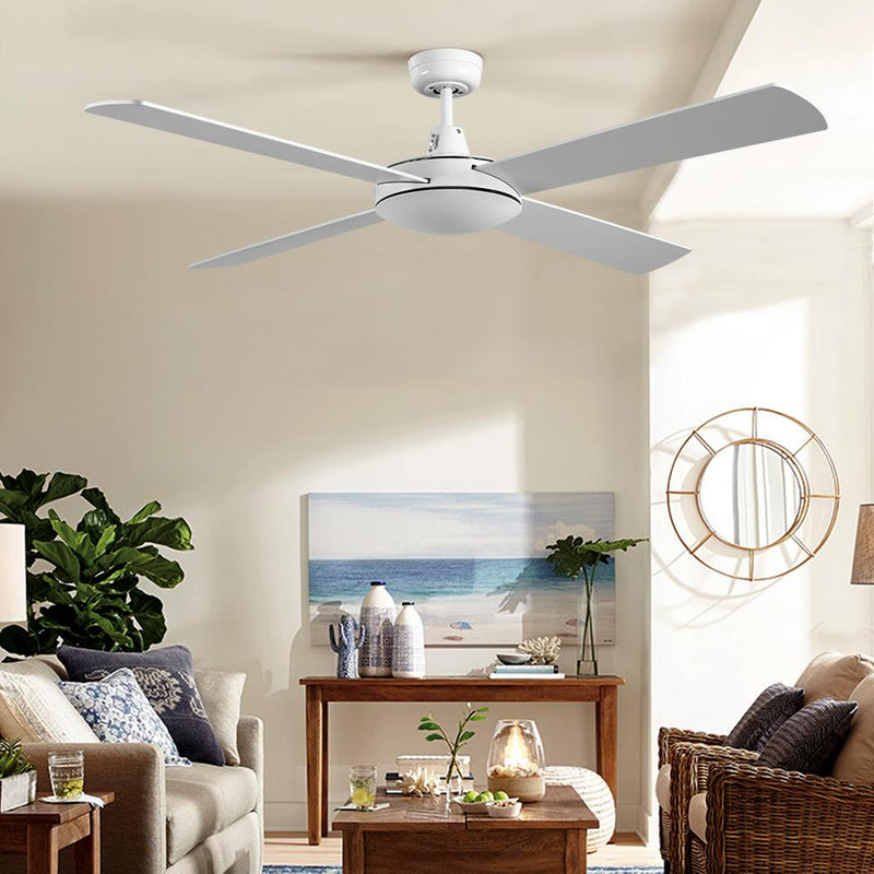 Bostin Life Devanti 52 Inch 1300Mm Ceiling Fan Wall Control 4 Wooden Blades Cooling Fans White