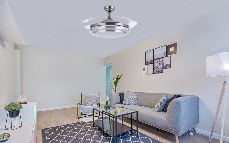 Bostin Life Retractable Blade Modern 42 Ceiling Fan Light With Remote Control Dropshipzone