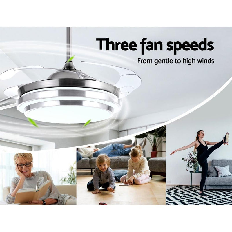 Bostin Life Retractable Blade Modern 42 Ceiling Fan Light With Remote Control Dropshipzone
