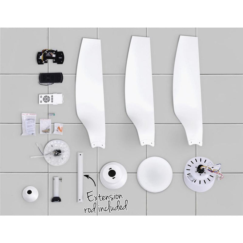 Bostin Life Devanti 52 Ceiling Fan With Led Light Dc Motor Remote Control 1300Mm White Dropshipzone