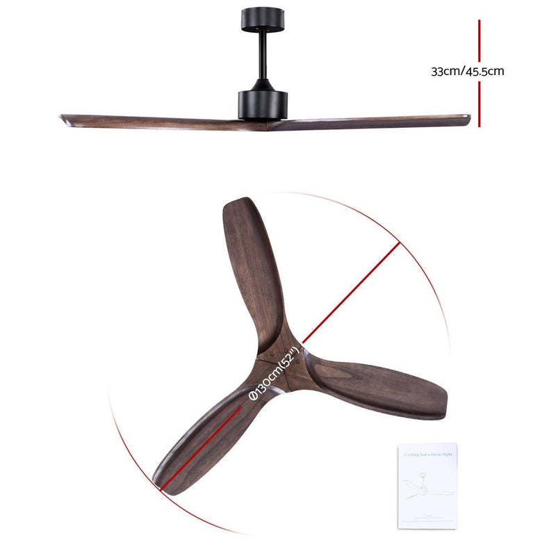 Bostin Life Devanti 52 Ceiling Fan With Remote Control Fans 3 Wooden Blades Timer 1300Mm