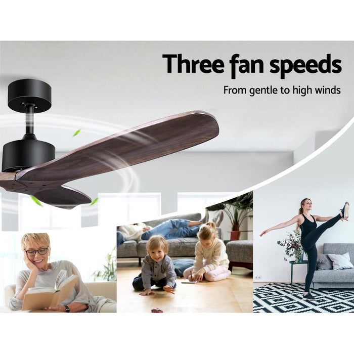 Bostin Life Devanti 52 Ceiling Fan With Remote Control Fans 3 Wooden Blades Timer 1300Mm