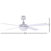 Devanti 52 Ceiling Fan With Light - White Dropshipzone