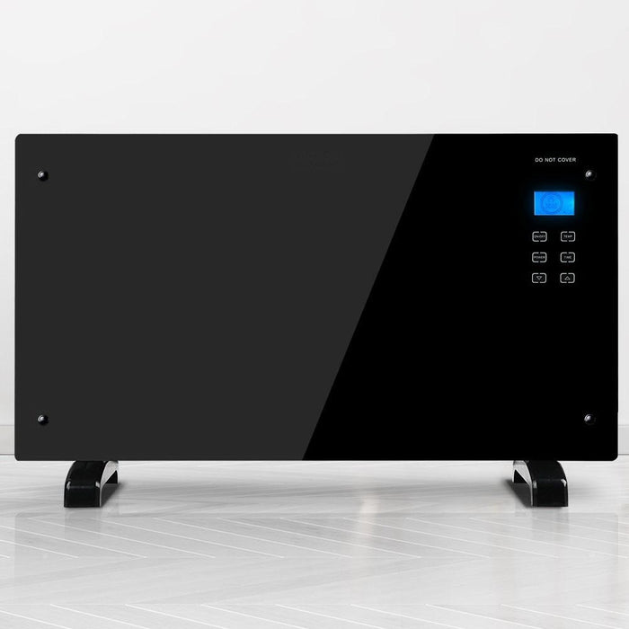 Portable 2000W Electric Panel Heater - Black Glass