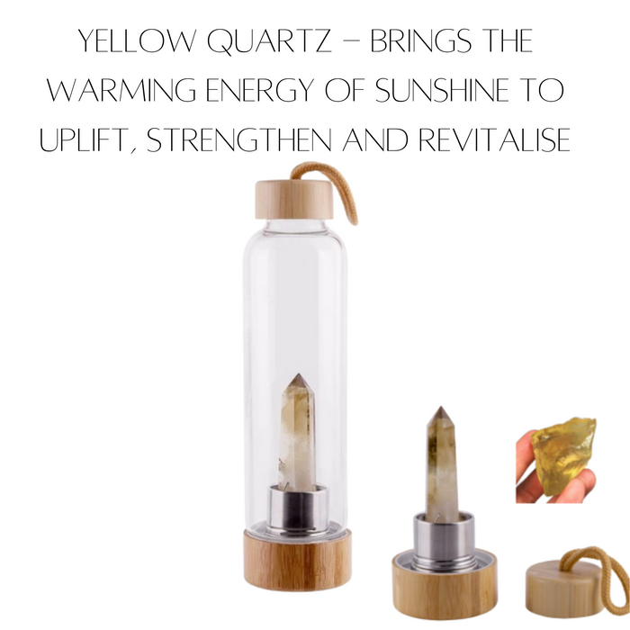 Crystal Infused Glass & Bamboo Water Bottle