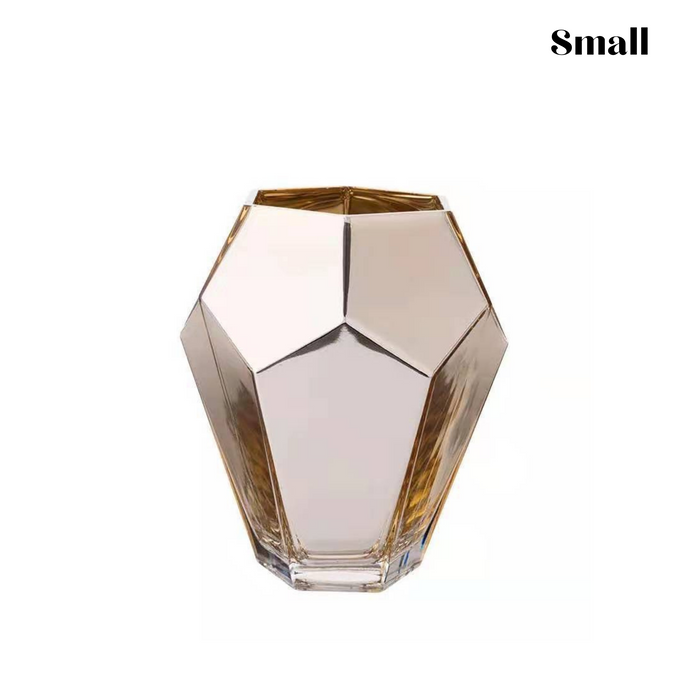 Gold-plated Rhombus Shape Glass Vase