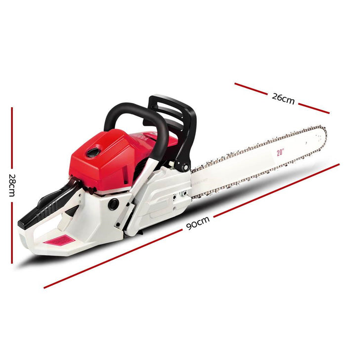 Petrol Powered 62CC 20" Commercial Petrol Chainsaw - Red & White
