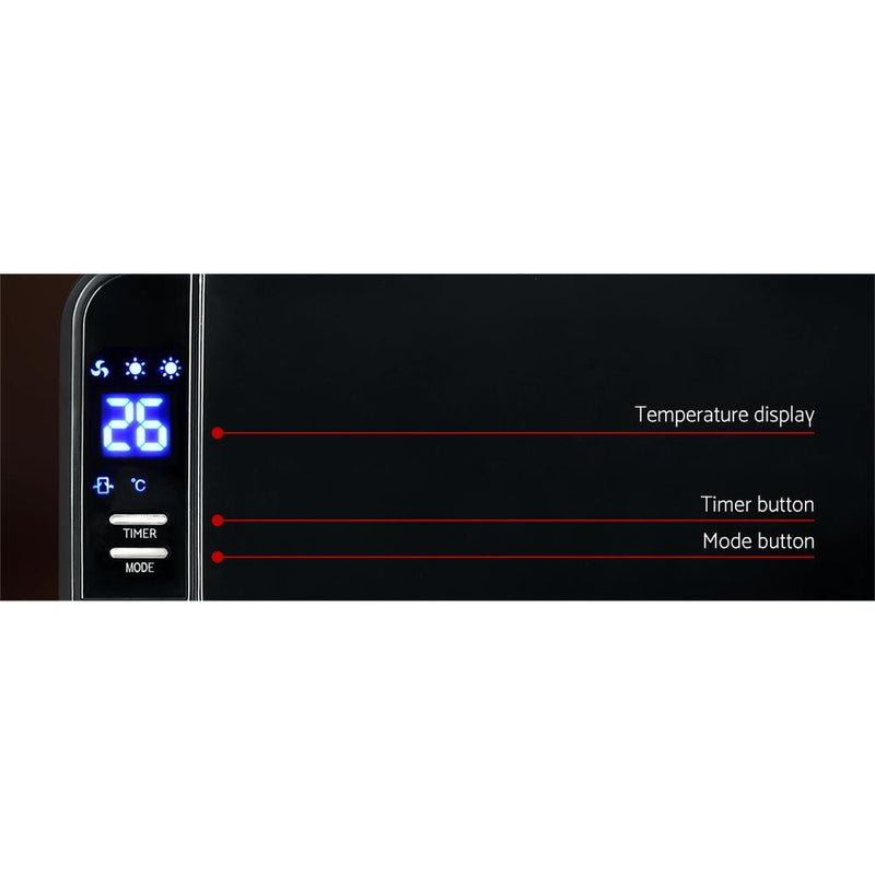 Devanti 2000W Wall Mounted Panel Heater - Black Appliances > Heaters