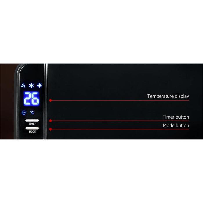Devanti 2000W Wall Mounted Panel Heater - Black Appliances > Heaters
