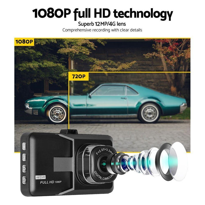 3 Inch Screen Dash Cam 1080P - Black