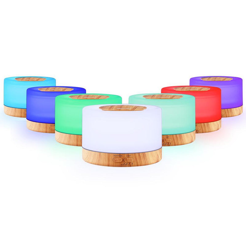 Bostin Life Devanti Aroma Diffuser Aromatherapy Led Night Light Air Humidifier Purifier Round Wood