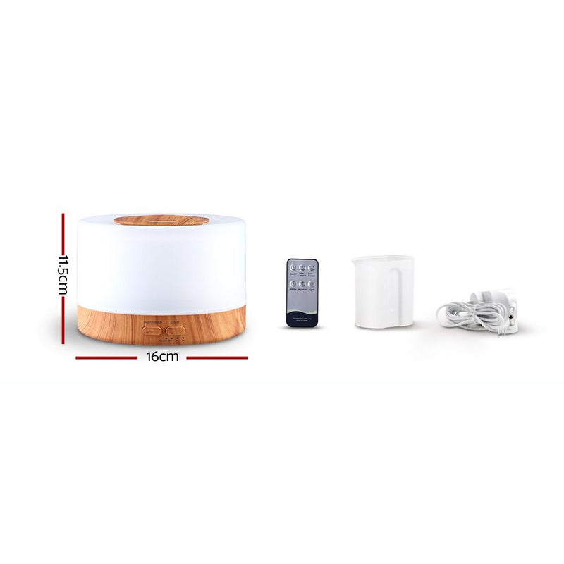 Bostin Life Devanti Aroma Diffuser Aromatherapy Led Night Light Air Humidifier Purifier Round Wood
