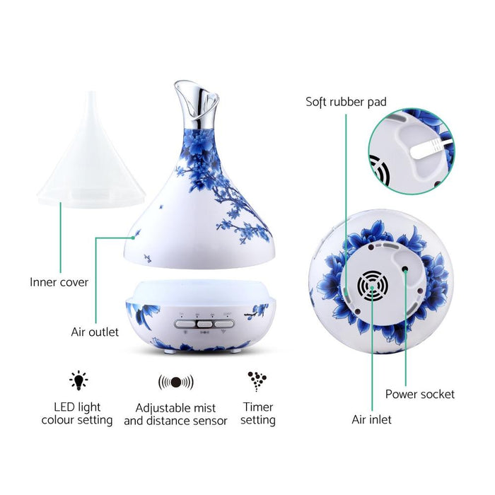 Bostin Life Devanti Aroma Diffuser Aromatherapy Led Night Light Air Humidifier Purifier Blue And