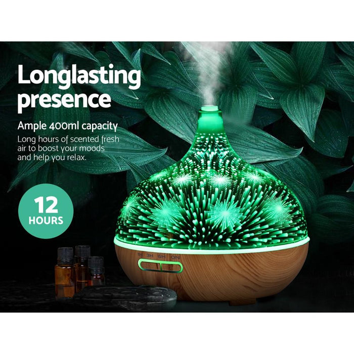 Devanti Aroma Aromatherapy Diffuser 3D Led Night Light Firework Air Humidifier Purifier 400Ml Remote