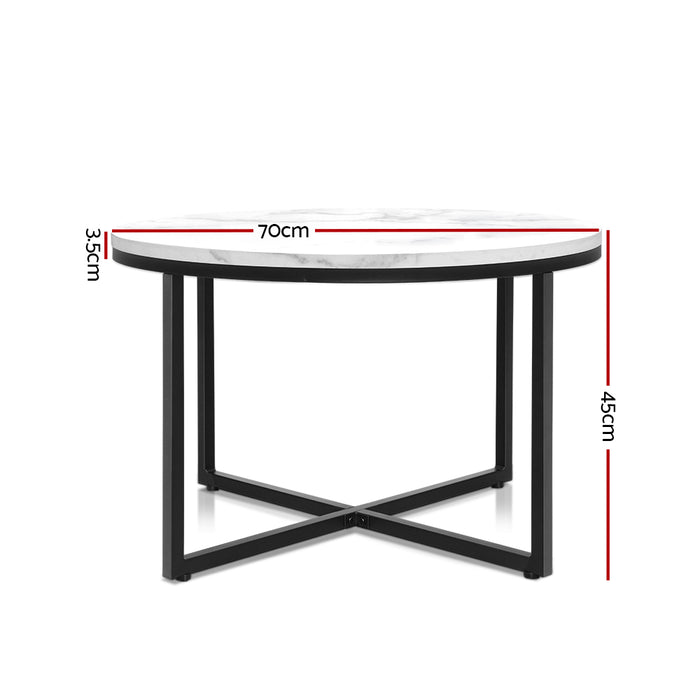 Black Metal and Marble Effect Coffee Side Table