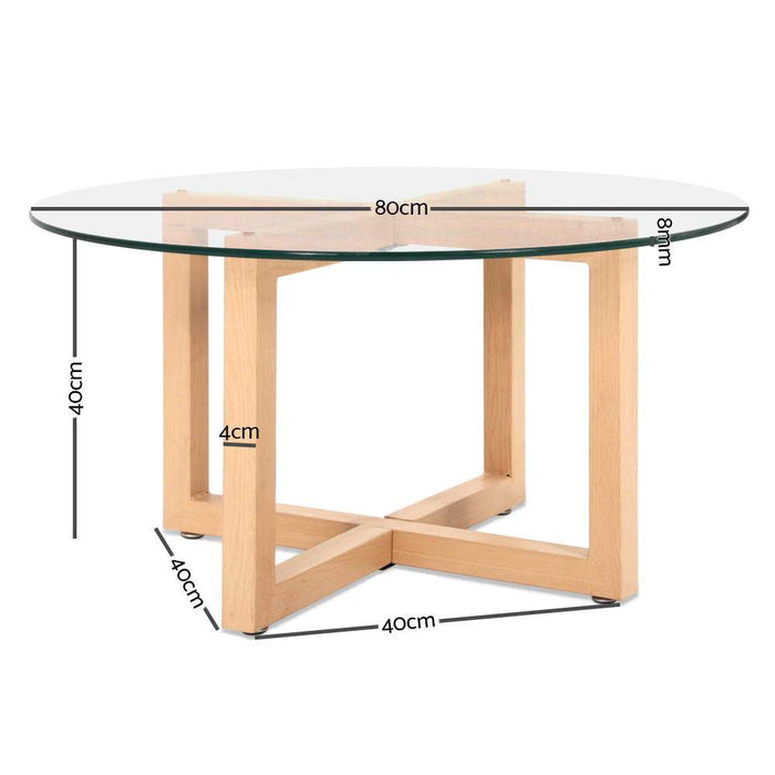 Bostin Life Tempered Glass Round Coffee Table - Beige Dropshipzone