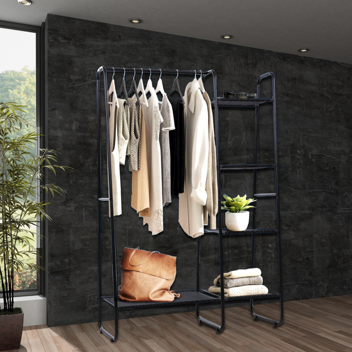 Clothes Hanger Storage Organizer Shelf Stand Black