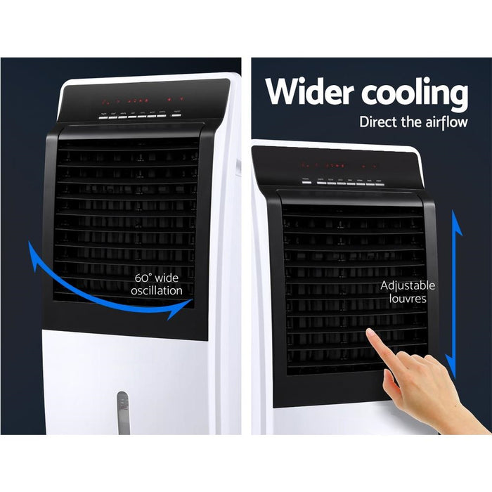 Evaporative Air Cooler Potable Fan Cooling Remote Control LED Display