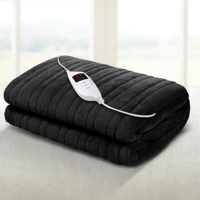Bostin Life Heated Electric Fleece Throw Blanket Rug - Charcoal Home & Garden > Bed And Bath