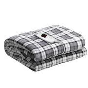 Bostin Life Heated Electric Fleece Throw Blanket Rug - Grey And White Chequered Home & Garden > Bed