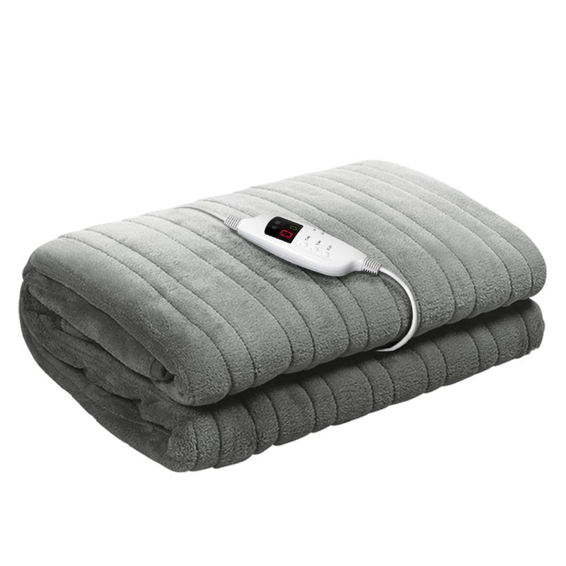 Bostin Life Heated Electric Fleece Throw Blanket Rug - Silver Home & Garden > Bed And Bath