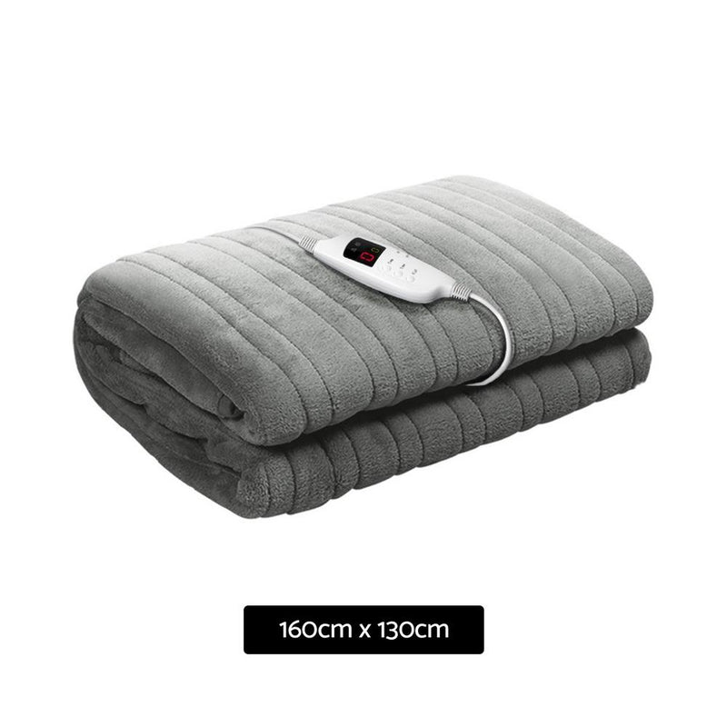 Bostin Life Heated Electric Fleece Throw Blanket Rug - Silver Home & Garden > Bed And Bath
