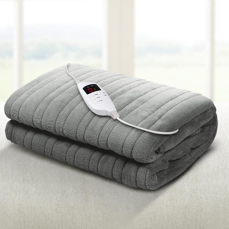 Bostin Life Heated Electric Fleece Throw Blanket Rug - Silver Home & Garden > Bed And Bath