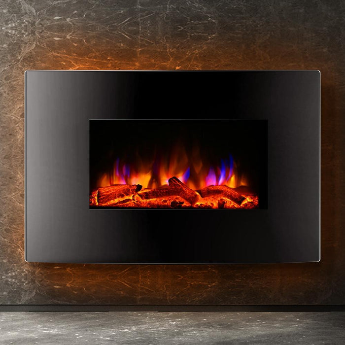 Bostin Life Wall Mounted 2000W Electric Fireplace Log Wood Fire Look With Remote Appliances >