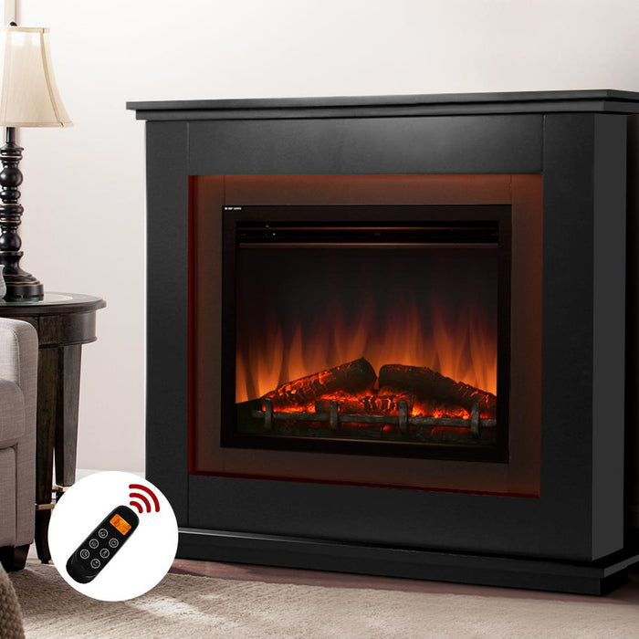 Bostin Life Electric 2000W Log Wood Fire Fireplace Mantle With 3D Flame Effect - Black Appliances >